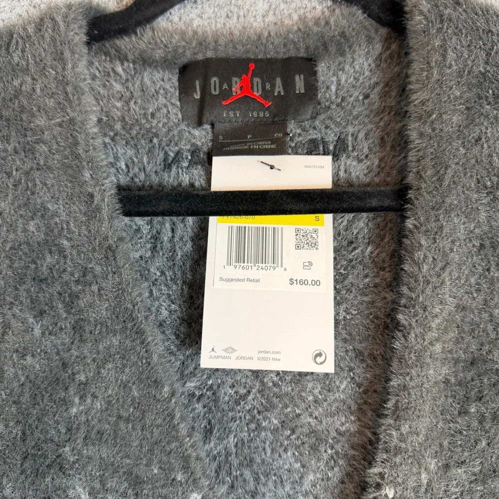 Jordan Flight Heritage Men Ombre Cardigan Sweater Smoke Grey Size Small NWT